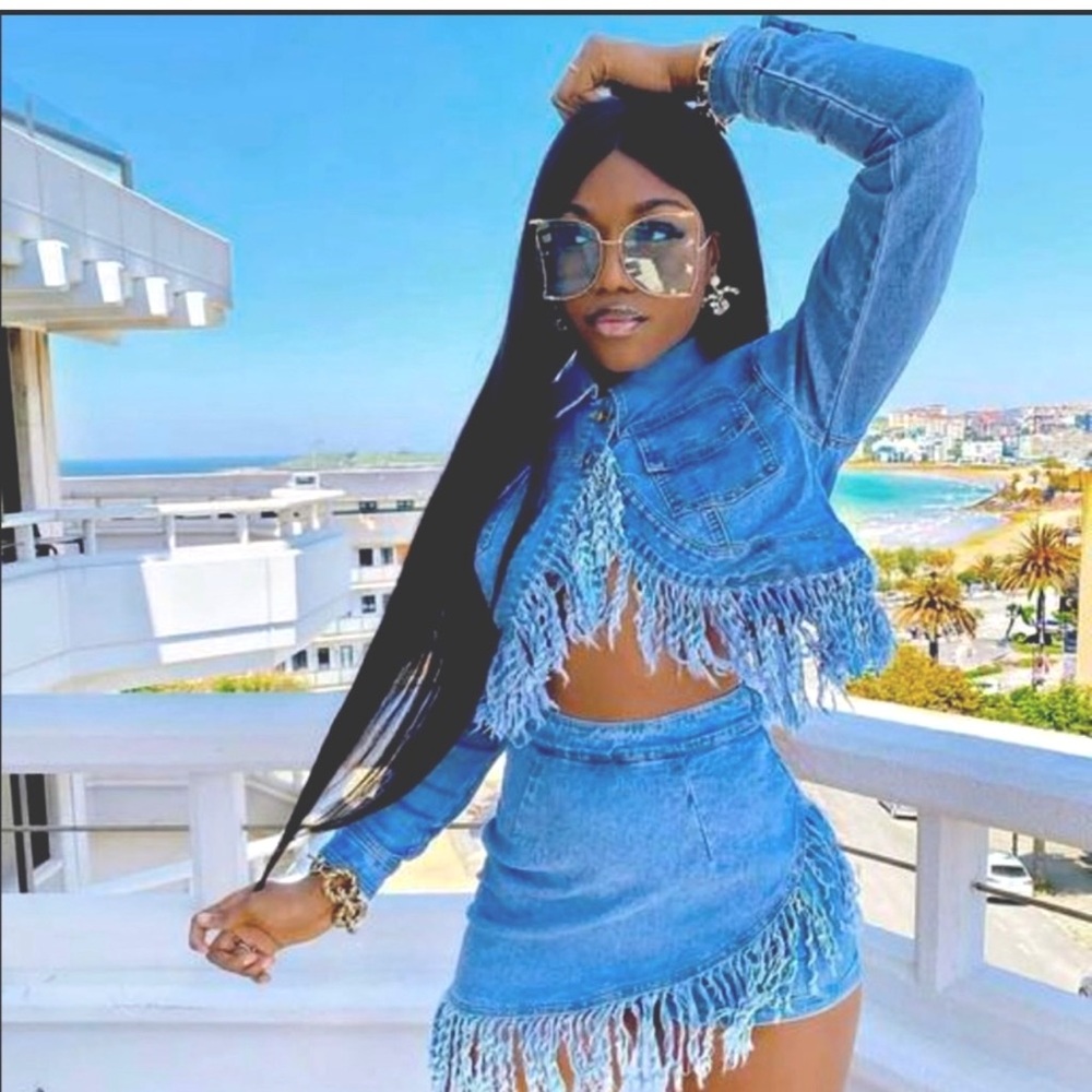 Denim skirt set